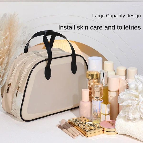 Sacs de cosmétiques Femmes Sac de grande capacité Colorful Make Up Portable Washbag Travel Imperproof PVC Transparent Lady Box