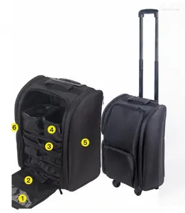 Bolsas cosméticas Mujeres con 4 ruedas Organizador de maquillaje de bolsas Professional maleta Carry en Trolley