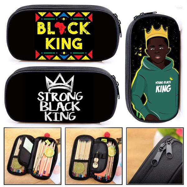 Sacs de cosmétique Young Black King Box crayon Afro Boys Sagsarary Sag Melanin Kids Schoolbags Children School Supplies