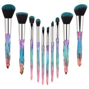 Cosmetische schoonheid tool 10 stks crystal handvat make-up borstel sets Premium Synthetic for Foundation Powder Concealers Eye Shadows Make-up borstels