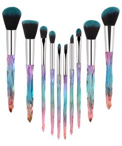 Outil de beauté cosmétique 10 PCS Crystal Handle Makeup Brush sets Premium Synthétique pour les correcteurs de poudre de fondation Correction à paupières Faire U1666578