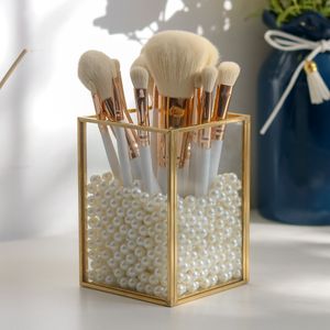 Cosmetische Doos Gouden Desktop Lippenstift Afwerking Glas Sieraden Classificatie Opslag Make-up Borstel Organizer Q1130