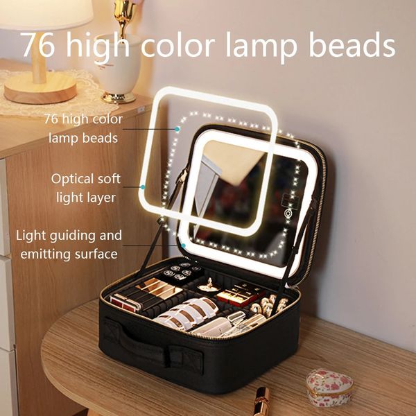 Sac de maquillage à LED Smart Case Smart avec miroir PARTIMENT DE LA CAPPACTION BOIRE COSMÉTIQUE DE VOYAGE DE CUIR PU PU IMPHERPOR