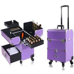 Valise à cosmétiques chariot maquilleur professionnel multifonctionnel grand multicouche grande boîte à outils de broderie de tatouage d'ongles de beauté
