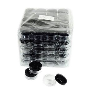 Récipients cosmétiques pots d'échantillon avec couvercles noirs récipients d'échantillon de maquillage en plastique pots sans BPA 3g 5g 10g 15g 20 grammes