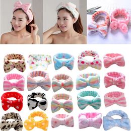 Cosmetische hoofdband Dames Fleece Face Wash Hoofdtekst Tulband Plush Bow Makeup Haarband Coral Velvet Sport Douche Hoofd Band Fashion Accessoires B7715