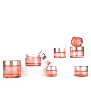 Cosmetische pot Lege roze glazen potten Hervulbare reiscrèmefles Make-up Monstercontainer Pot voor crème Lotion Lippenbalsem 5g 10g 15g 20g 30g 50g 60g 100g