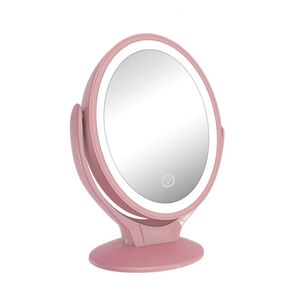Miroir cosmétique avec léger miroir de grossissement 1x / 7x Mirrorusb rechargeable à 360 ° Miroir de maquillage à LED autoportif 240416