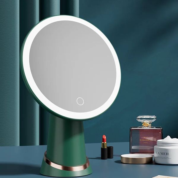 Miroir cosmétique avec lumières 3 couleurs LED miroir cosmétique lumière support rechargeable lumière beauté cosmétique lumière contrôle tactile 240305