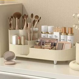 Organizador cosmético 360 Organizador de maquillaje giratorio con soporte de cepillo de gran capacidad utilizado para preparar encimeras de baño y contenedores de almacenamiento de escritorio Q240429