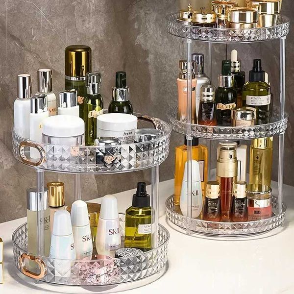 Organisateur cosmétique Rack de stockage de salle de bain Perfume Cosmetics Cosmetics Skin Makeup Ins Desktop Board Complete Plateau rotatif Produits de soins acryliques Q240429