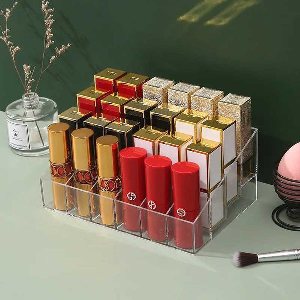 Organisateur cosmétique de grande taille du support à lèvres Affichage étagère de maquillage Organisateur de vernis à ongles 24 Grille acrylique Q240429