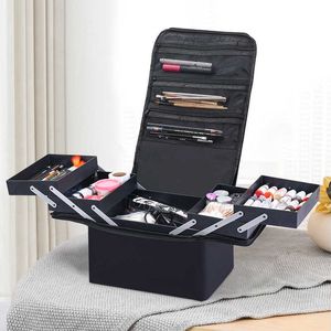 Organizador cosmético Bolsas de almacenamiento Caja de tablillas multicapa Salón de belleza Tatuajes Nail Art Tool Bin Mujeres Maquillaje Gran capacidad Y2302