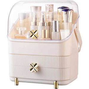 Organizador cosmético Sunficon de 3 capas Organizador de maquillaje Caja de almacenamiento cosmético con cubierta de polvo Mango portátil 2 cajones de romisión Perfectos para Q240429