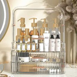 Organisateur cosmétique Boîte de rangement cosmétique transparente étanche de grande capacité de maquillage de beauté à poussière et de soin de la peau dans la salle de bain Q240429