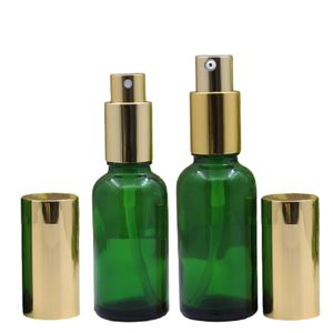 Emballage Cosmétique Bouteille Rechargeable Or Spray Lotion Pompe Couverture 5ml 10ML 15ML 20ML 30ML 50ML 100ML Portable Vide Verre Vert Huile Essentielle Flacons Conteneur