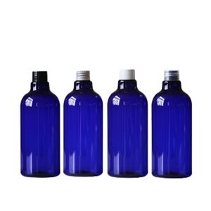 Bouteille cosmétique bleue en plastique, corps à épaule ronde, couvercle à vis pour animaux de compagnie, vide, Portable, rechargeable, conteneur d'emballage de 500ml