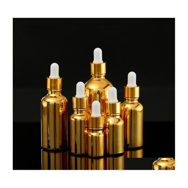 Ensemble cosmétique 50pcs 5100 ml bouteilles de compte-gouttes Gold Pipette Bottle Glass Essential Huile Rechargeable pour Mas Aromathérapie par Drop Deli Dhrdc