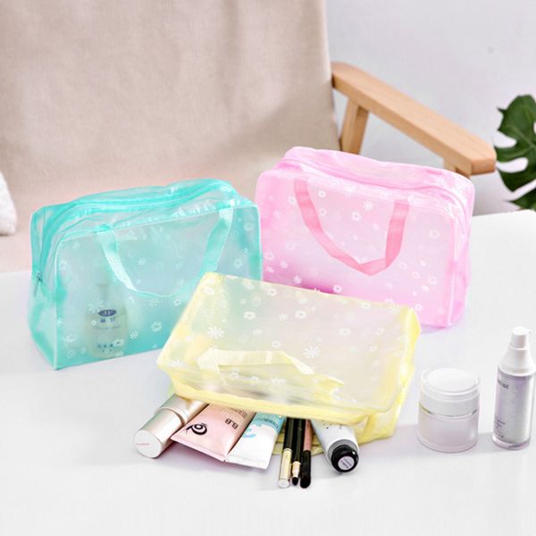 Bolsa de almacenamiento de cosméticos, bolsa de maquillaje impermeable, organizador transparente de PVC, bolsas de baño de viaje de compresión