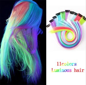 Clip unique de 20 pouces sur une extension de cheveux lumineux EXTERNES THEFT SYNTHÉTIQUES WEAVER WEFTS en 11 couleurs LFL003