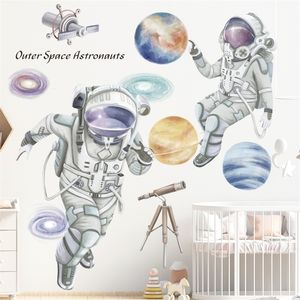 Autocollants muraux d'astronautes de l'espace cosmique pour chambre d'enfant Decal Enfants Chambre Maternelle Décoration Sci-Fi Wall Sticker Decal T200601