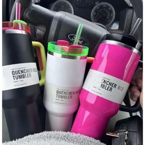 Cosmo Winter Pink Shimmery Limited Edition 40 oz Tumblers 40oz mokken deksel rietje grote capaciteit bier water fles zwart chroma cadeau roze parade us stock 0508