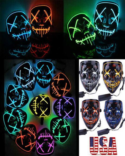 Cosplay 20 styles Halloween Party LED Masques lumineux Club Éclairage DJ Masque Bar Joker Bouclier Visage Gardes Gadgets En Plein Air Z1192041