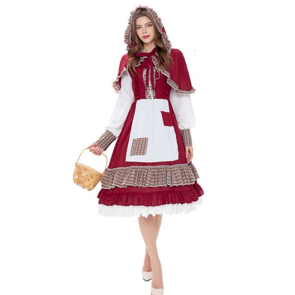 Costume de Cosplay de demoiselle d'honneur pour adulte, robe Lolita médiévale, vin doux, rouge gothique, Sexy, fête fantaisie pour fille, Halloweencosplay