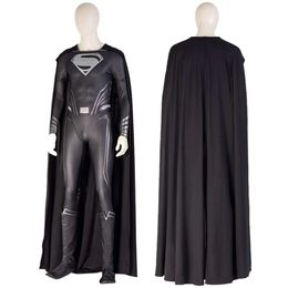 Cosplay adulte super-héros Clark Kent combinaison noire Costume de Cosplay body de combat pour Halloween Costume complet d'accessoires