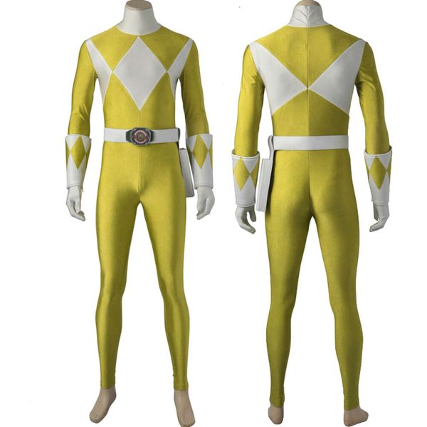 Cosplay adulto super-herói amarelo ranger menino batalha cosplay traje festa de halloween outfit adereços completos com botas