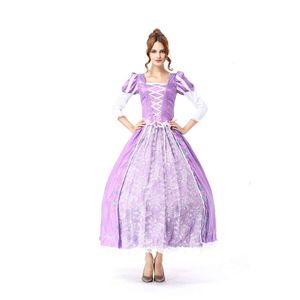 Disfraz de princesa Rapunzel de lujo para mujer adulta, disfraz de cuento de hadas de Halloween, disfraz enredado, vestido elegante