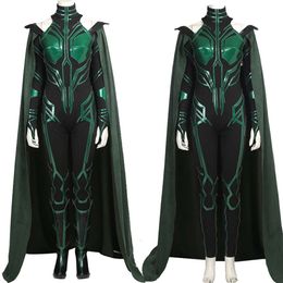 Combinaison de Cosplay pour femmes adultes, dieu des morts Hela, Costume de Cosplay, body vert, fête d'halloween, accessoires complets, Costume avec bottes