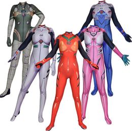 COSPLAY ANIME ASUKA LANGLEY Soryu Mari Rei Ayanami Cosplay Kostuum Asuka Test Jumpsuits Zentai Suit Halloween Bodysuit Volwassenen Kinderen 230331