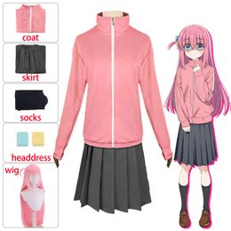 Cosplay Anime Bocchi The Rock Gotou Hitori Cosplay JK uniforme vestido peluca disfraz de Halloween para mujer