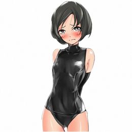 Cosplay Anime Carto Maid Bodysuit Latex Hoge Hals Sleevel Driehoek Siamese Een Stuk Badmode Maid Outfit Dragen Erotische Z9HY #