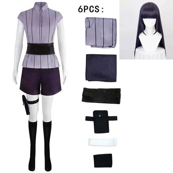 Cosplay Disfraces de anime 2024 Nuevos japoneses Hyuga Hinata Peluca de juego de rol Ropa de mujer Conjunto de carnaval de Halloween Hyuga Ninja Jugadores de rol y pelucasC24321