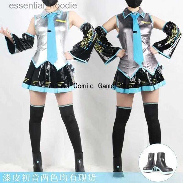 cosplay Disfraces de anime El cosplay de Anime Miku viene con una peluca y un conjunto completo de vestidos de cuero patentados de Miku para fiestas de carnaval de Halloween ropa de mujer XXXLC24321