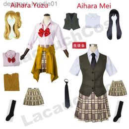 cosplay Costumes d'anime Costume d'école d'anime agrumes Aihara Yuzu Aihara Mei jeu de rôle de haute qualité livré avec des ensembles de perruques jupes courtes dents de style japonaisC24320