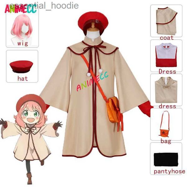 cosplay Anime Costumes ANIMECC Anya Forger jeu de rôle Allez perruque Kaii robe code de film d'animation blanc jeu de rôle Halloween fille Noël setC24321