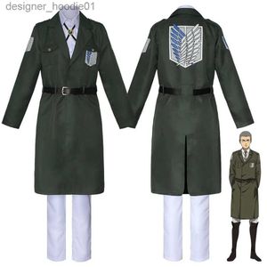Costumes de cosplay Anime, cape géante d'attaque, uniformes de l'équipe d'enquête, même manteau vert militaire C24320