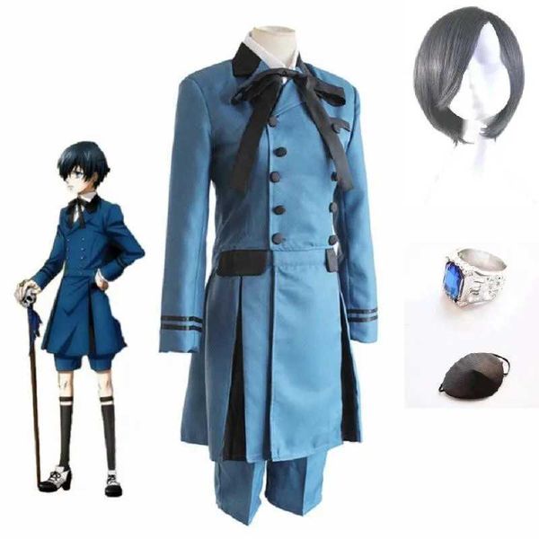 cosplay Disfraces de anime Black Butler Ciel Phantom Juego de rol Viene a Ciel Juego de rol Circo Adulto Fiesta de Halloween Uniforme Conjunto Peluca ZapatosC24321