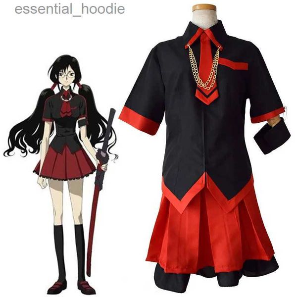 Costumes de cosplay Anime Blood-C Kisaragi Saya pour fille, uniforme de jeu de rôle avec cheveux longs, personnalisé Halloween pour femmesC24321