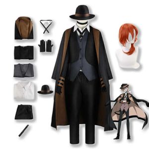 cosplay Anime Kostuums Bungo zwerfhond rollenspel Chuya Nakahara Dazai Osa Akiko Yosano Vlinder pruik jas hoed dames uniform setC24321