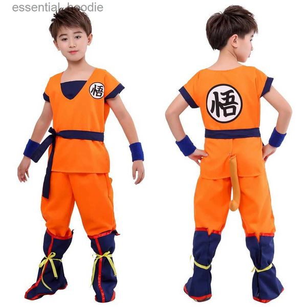 Costumes de cosplay Anime Son Goku pour enfants et adultes, uniformes de jeu de rôle, perruques bleues et noires, costumes de spectacle sur scène pour fête de vacancesC24321