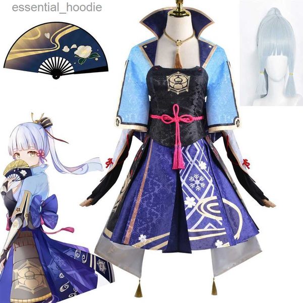 Cosplay Costumes d'anime nom du jeu Genshin Impact Kamisato Ayaka jeu de rôle robe Lolita perruque de Ski Fantasia Anime fille Costume de fêteC24321