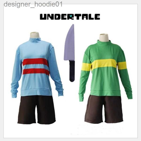 cosplay Costumes d'anime nom du jeu Undertale Frisk Chara Cosplay Come Andertail Sweatshirts col haut Long Sle vêtements Shorts couteau collier C24320