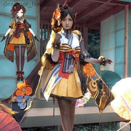 cosplay Disfraces de anime Genshin Chiori juego de rol en kimono japonés Genshin Impact Chiori juego de rol con accesorios para juego de rol de HalloweenC24320
