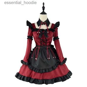 Disfraces de anime cosplay Juego de rol gótico Imp Lolita Maid Fe Vestido Gótico Anime COS Disfraz Performance SetC24321