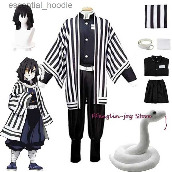 Costumes de cosplay Anime Iguro Obanai, uniforme Kimono, perruque de dessin animé, jeu de rôle, fête d'halloween, serpent blanc, PropC24321