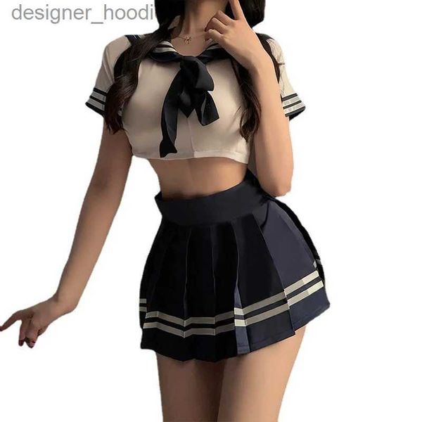 cosplay Disfraces de anime Anime japonés dent lindo uniforme de colegiala juego de rol secreto femenino conjunto de disfraces ropa interior erótica con brillo nocturnoC24320